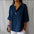 V-neck Long-sleeved T-shirt Fashion Loose Cotton And Linen Button Tops For Women