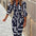 Fashion Printed Shirt Dress With Belt Slim Fit Three-quarter Sleeve Lapel Dress For Women Clothing