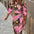 Fashion Printed Shirt Dress With Belt Slim Fit Three-quarter Sleeve Lapel Dress For Women Clothing