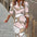 Fashion Printed Shirt Dress With Belt Slim Fit Three-quarter Sleeve Lapel Dress For Women Clothing