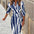 Fashion Printed Shirt Dress With Belt Slim Fit Three-quarter Sleeve Lapel Dress For Women Clothing