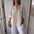 V-neck Long-sleeved T-shirt Fashion Loose Cotton And Linen Button Tops For Women