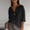 V-neck Long-sleeved T-shirt Fashion Loose Cotton And Linen Button Tops For Women