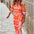 Fashion Printed Shirt Dress With Belt Slim Fit Three-quarter Sleeve Lapel Dress For Women Clothing