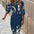Fashion Printed Shirt Dress With Belt Slim Fit Three-quarter Sleeve Lapel Dress For Women Clothing